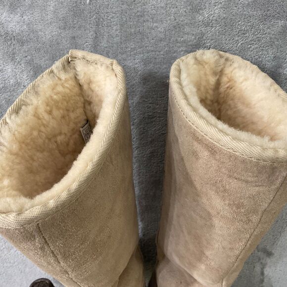 UGG Knightsbridge Tall Suede Boots 5119 women’s size 6 Tan Shearling  Back Zip - Picture 7 of 15